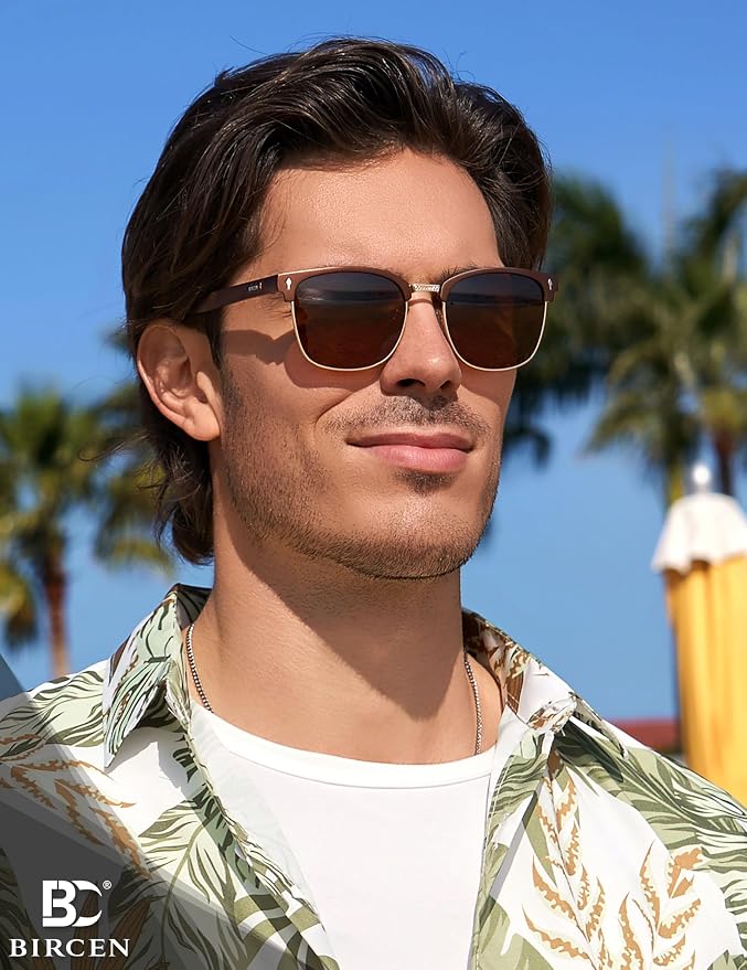 BIRCEN Mens Polarized Sunglasses for Driving: Al-Mg Metal UV Protection Sun Glasses Square Shades for Fishing Travel 2026