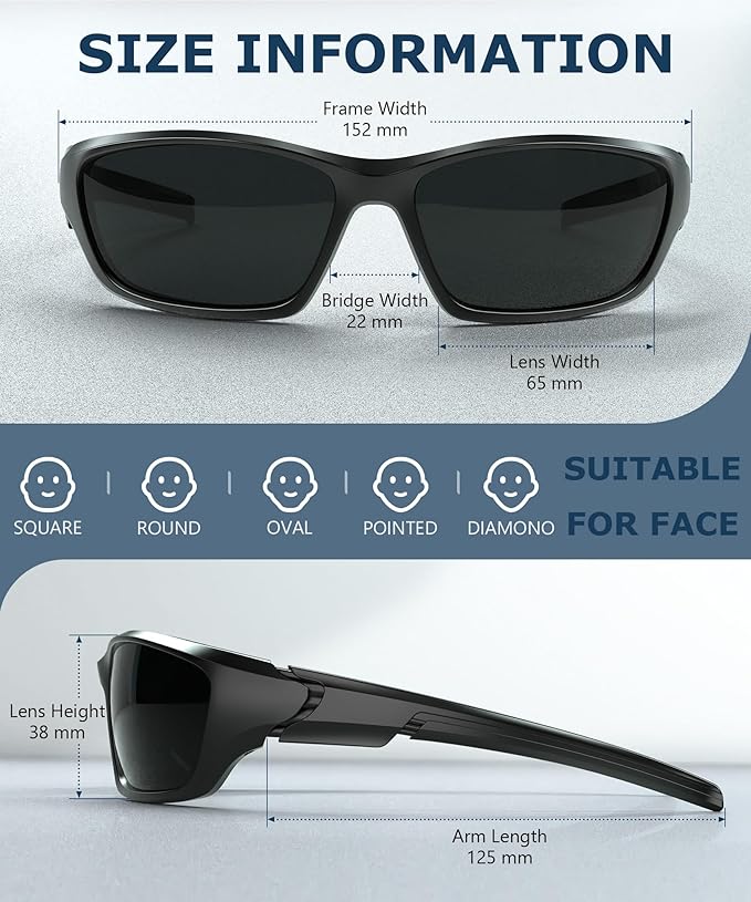 KALIYADI Polarized-Sunglasses-Men Sports Mens-Sunglasses Women: Sun Glasses with UV400 Protection for Cycling Fishing Running