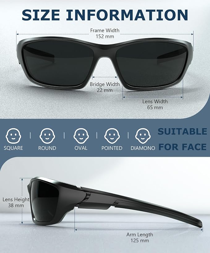KALIYADI Polarized-Sunglasses-Men Sports Mens-Sunglasses Women: Sun Glasses with UV400 Protection for Cycling Fishing Running