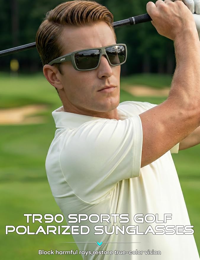 ATTCL Polarized Sunglasses Men for Fishing: UV Protection Lightweight TR90 Sports Wrap Sun Glasses Driving Golf Running