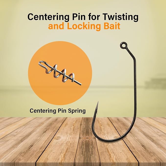 Reaction Tackle Swimbait Hooks for Bass Fishing - Soft Plastic Fishing Hooks with Centering Spring pin for Soft Plastic Swim Baits and Worm Lure Baits