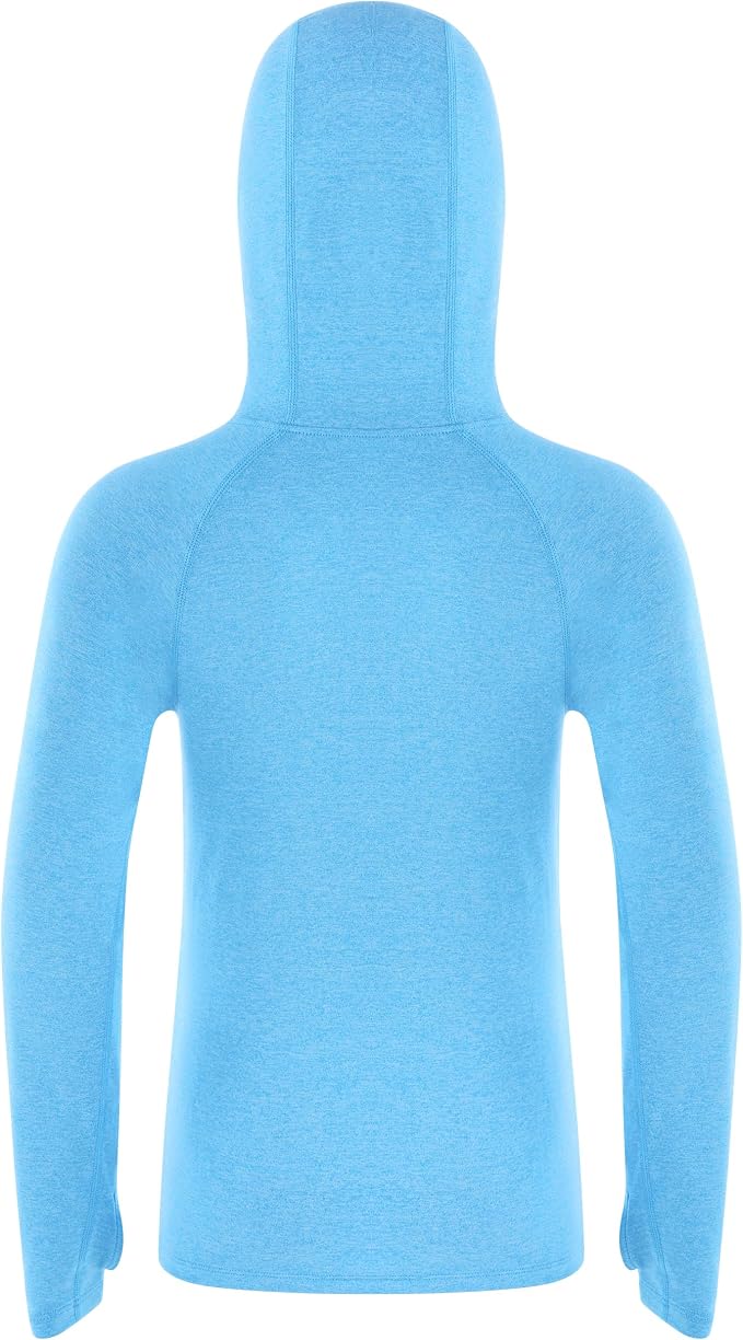 Roadbox Boys Rash Guard Hooded Fishing Shirt, Kids UPF 50+ Long Sleeve Sun Hoodie, Youth UV Protection Beach Swim Shirts