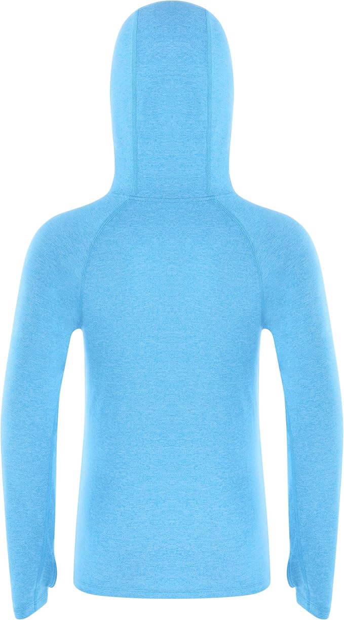 Roadbox Boys Rash Guard Hooded Fishing Shirt, Kids UPF 50+ Long Sleeve Sun Hoodie, Youth UV Protection Beach Swim Shirts