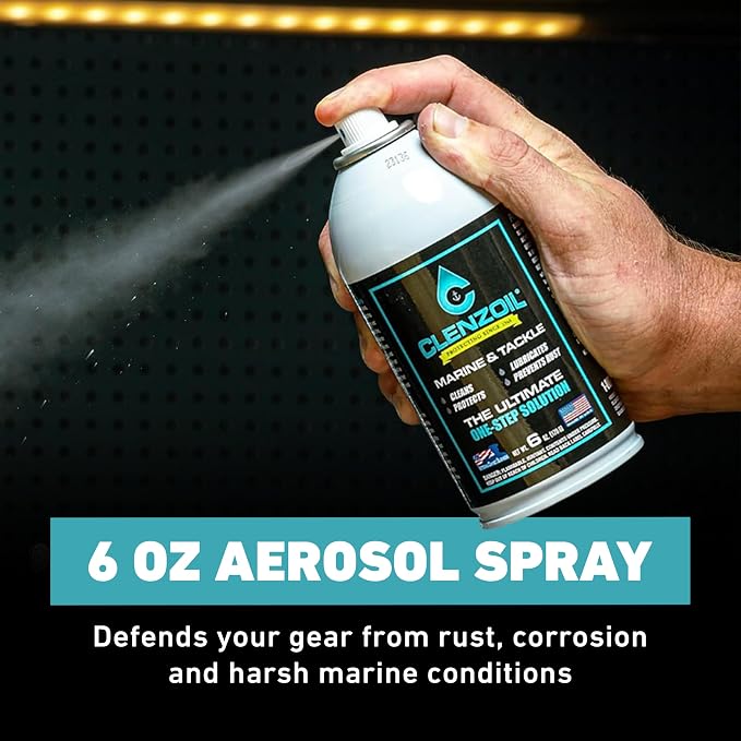 CLENZOIL Marine & Tackle - Fishing Gear Oil Lubricant - for Fish Care Reels, Boat Motors, Downriggers & More - Easily Oils Applicator