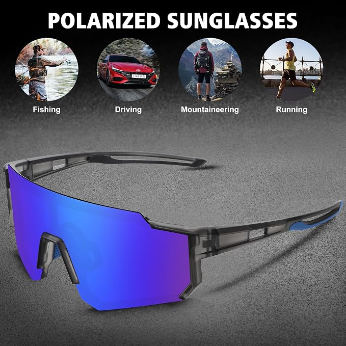 STORYCOAST Polarized Sports Sunglasses for Men Women,Driving Fishing Cycling Mountain Bike Sunglasses UV400 Protection