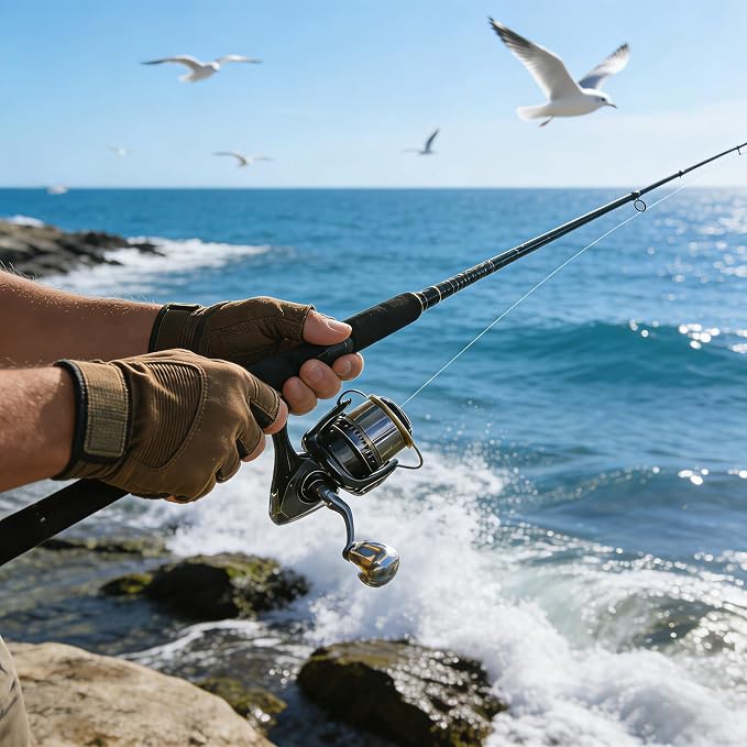 Heavy Duty Spinning Reel Metal Body with CNC Machined Spool 55LB Max Drag 6/8+1 Bearings Ultra Smooth 4.6/4.8:1 High Speed Gear Ratio Saltwater Freshwater Fishing Reel for 8000 to 14000 Series