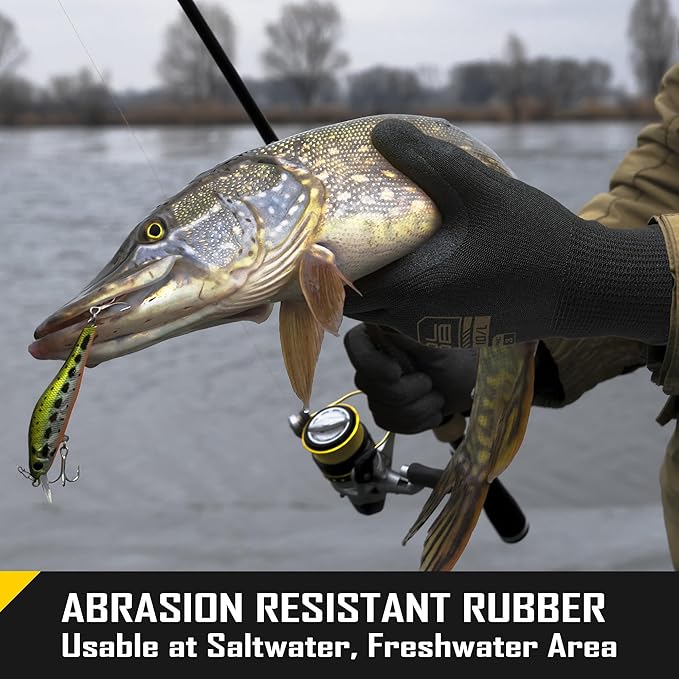 COOLJOB A3 Cut Resistant Safety Work Gloves with Nitrile Grip, Touchscreen & Flexible for Gardening Fishing Construction