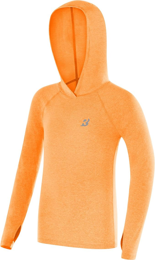 Roadbox Boys Rash Guard Hooded Fishing Shirt, Kids UPF 50+ Long Sleeve Sun Hoodie, Youth UV Protection Beach Swim Shirts