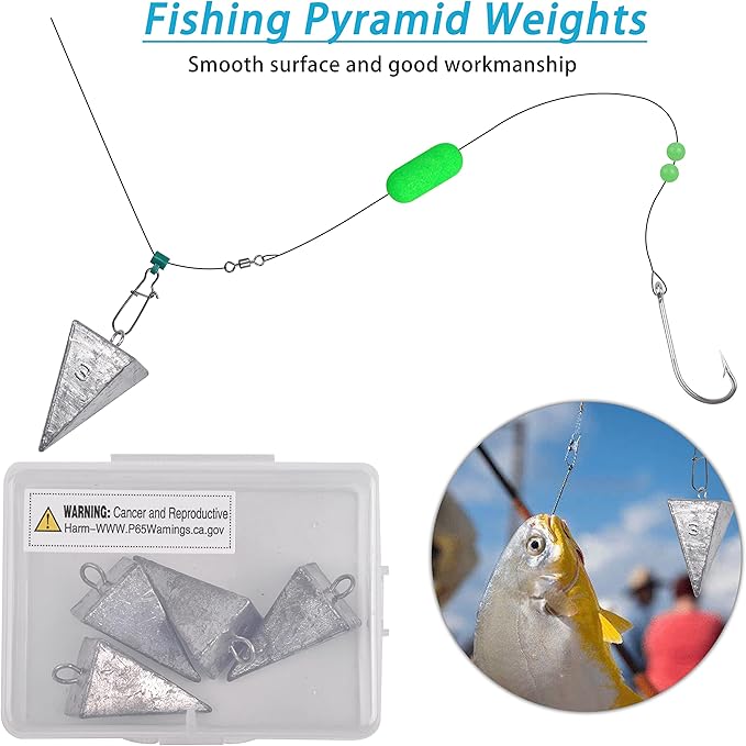 Pyramid Sinkers Fishing Weights Saltwater Pyramid Weights for Surf Fishing Gear Tackle 1oz 2oz 3oz 4oz 5oz 6oz 8oz