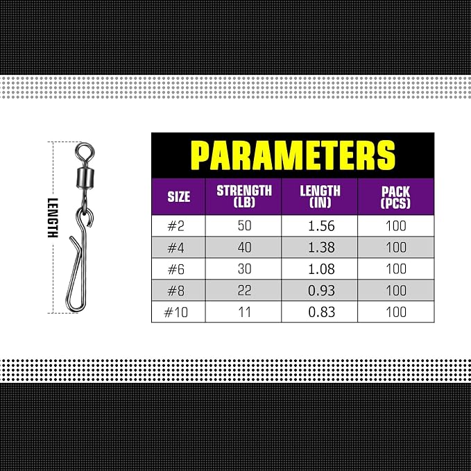 AMYSPORTS Rolling Connector Fishing Swivel Saltwater Corrosion Resistance Snap Swivels Kit Stainless Quick Fishing Snap Barrel Freshwater Trolling Accessories
