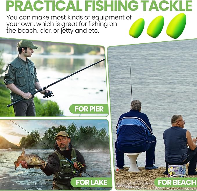 Skylety 60 Pieces Foam Floats Bullet Fishing Foam Snell Floats Pompano Rigs Oval Fly Fishing Strike Indicators for Trout Catfish Walleye