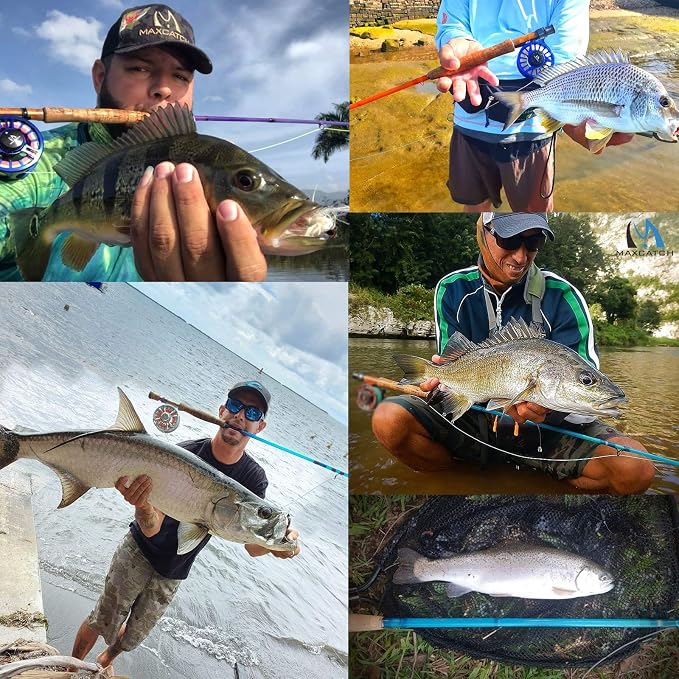 M MAXIMUMCATCH Maxcatch Fiberglass Fly Fishing Rod: 3wt/ 5wt/ 6wt/8wt in Blue,Orange, Purple or Transparent