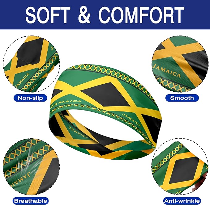 Flag Headbands for Men Women, Moisture Wicking Sweatband Breathable Sports Headwrap, Non-Slip Stretchy Fitness Hair Band