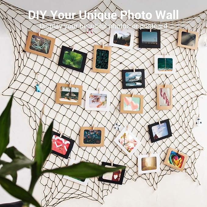 Fishing Net Decor for Party - 80x40 In Brown Fish Net Decorations Under The Sea Hawaiian Mermaid Pirate Beach Party Decorations, 3mm Natural Cotton Fishnet Ocean Nautical Themed Wall Table Decor