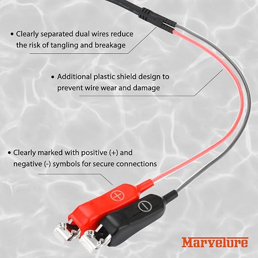 Power Cord Cable 10 FT (300 CM) Compatible for Daiwa Tanacom Seaborg Leobritz, Shimano Plays BeastMaster ForceMaster Electric Fishing Reels (Black (1 Pc) + Red (1 Pc))