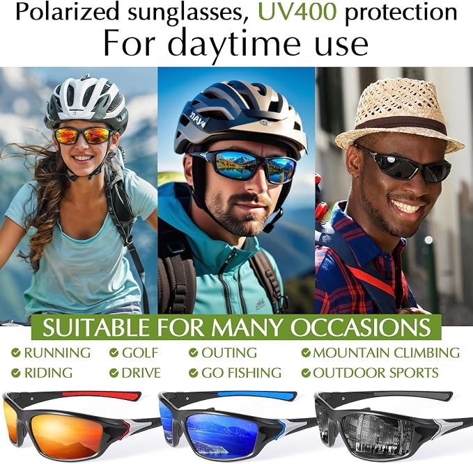4/5Pack Polarized Sports Sunglasses for Men Women Baseball Cycling Running Fishing UV Protection Sun Glasses