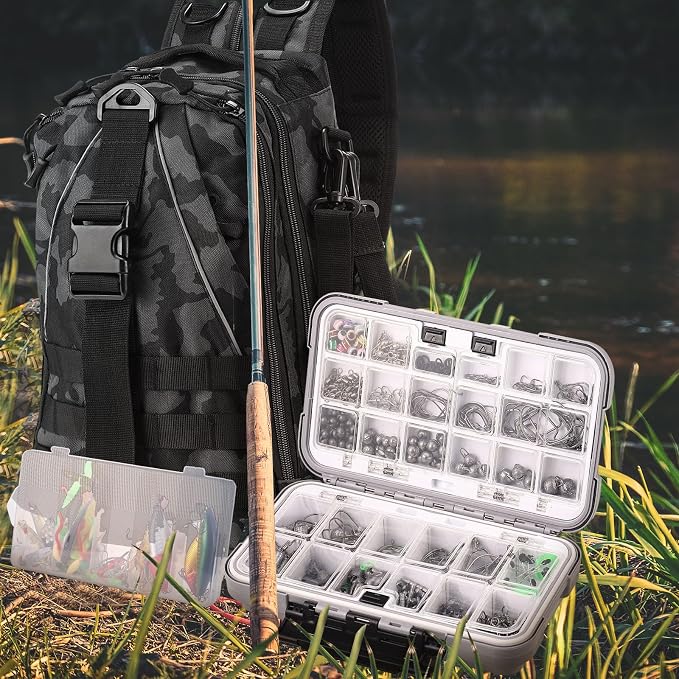 WinnerWhy 484 Pcs Fishing Tools Accessories Kit Include Fish Backpack Fish Hook Lures Hook Remover Lip Gripper for Men Women Fishing Gifts(Camouflage)