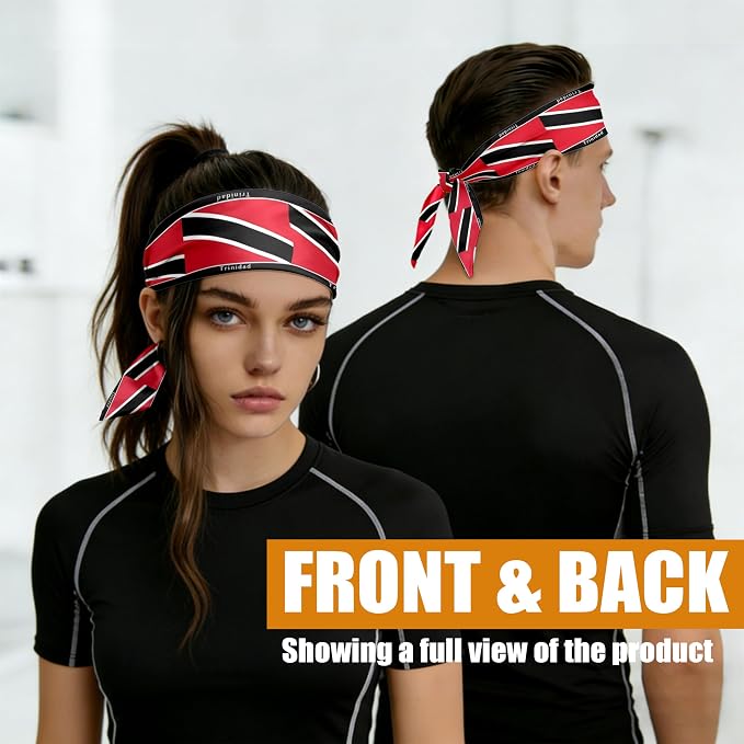 Flag Tie Headbands for Men Women, Moisture Wicking Sweatband Breathable Sports Headwrap, Non-Slip Stretchy Adjustable Fitness Hair Band