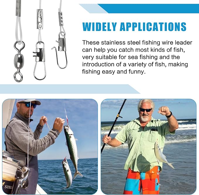 Fishing Leaders Saltwater Tackle Rig Surf Fishing Rigs with Swivel Snaps High Strength Wire Leader Bottom Rigs Fishing Gear Equipment for Lures Bait Hooks