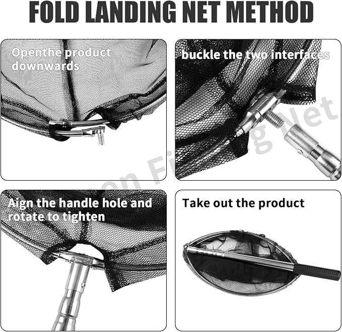 Neween Fishing Net, Foldable Collapsible Telescopic Fish Landing Net, Durable Nylon Material Mesh Landing Net for Easy Catching or Releasing for Trout