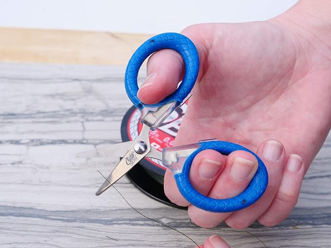 Cuda 3-Inch Titanium-Bonded Micro Fishing Scissors for Mono, Fluorocarbon & Braided Line with Dual Serrated Edges (18826), Blue (Pack of 2)