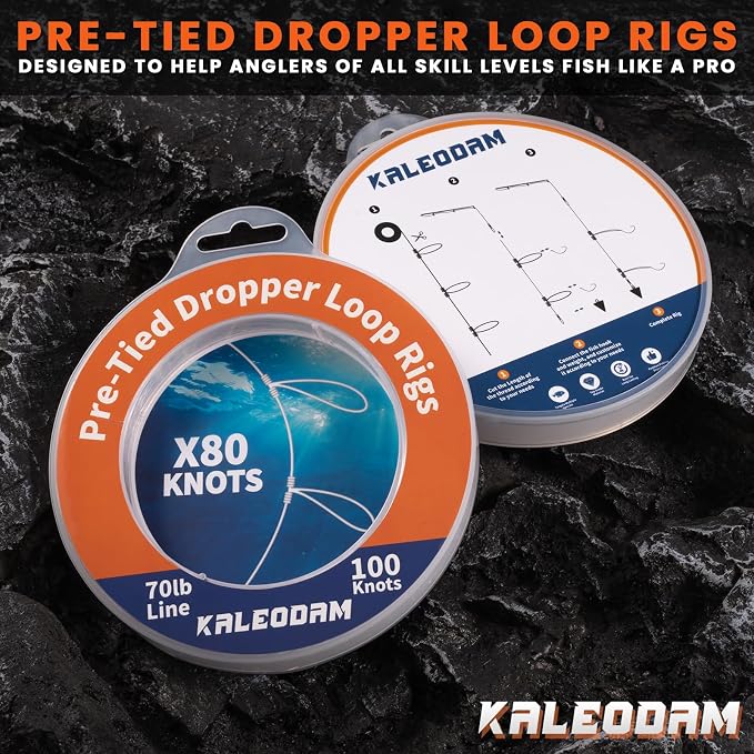 20lb-70lb 100knots Pre-Tied Dropper Loop Fishing Rig, 18" Spacing, 5.5" Loop Size, Ideal for Saltwater & Freshwater Fishing