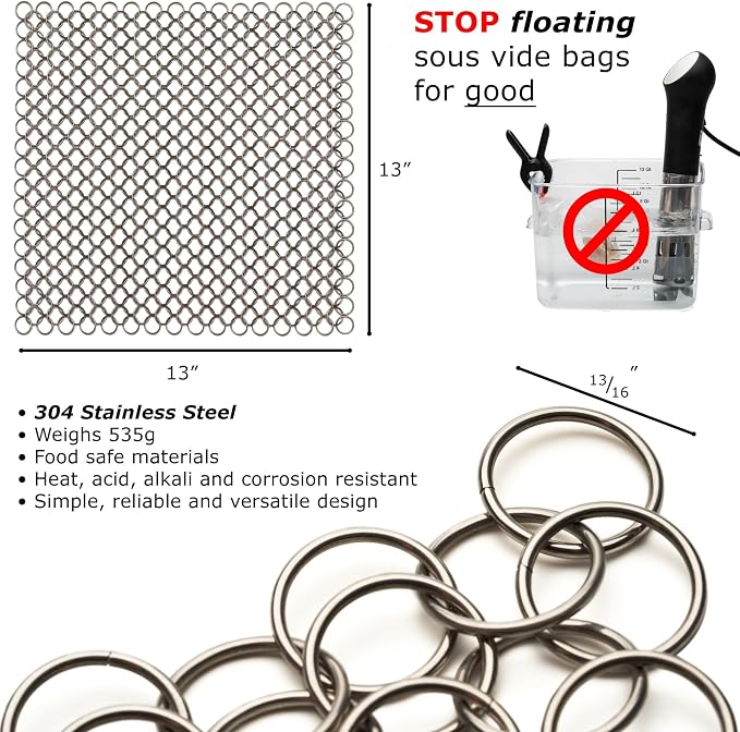 TopHat Sous Vide Sinker Weights (1.2 LB) Heavy-Duty Stainless Steel Weights with Clips for Precise Cooking - Food Grade Accessory - Safe and Convenient Cooking Solution