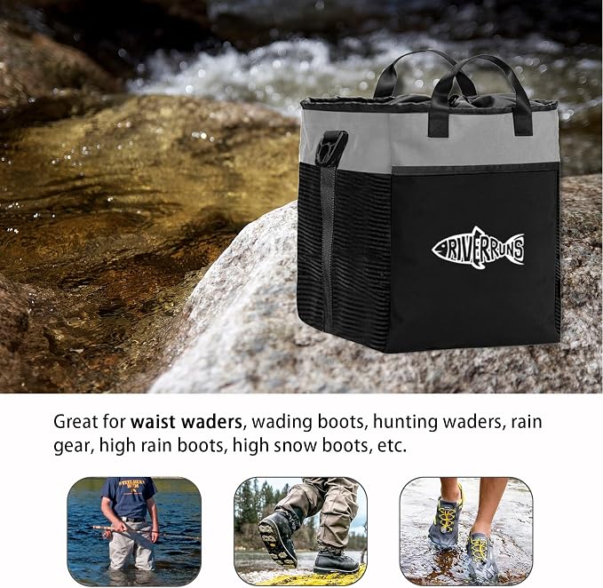 Riverruns Fishing Hunting Wader Bag with Vented Mesh, Waders Boots Bag, Fly Fish Storage Bag for Fishing, Hiking, Camping