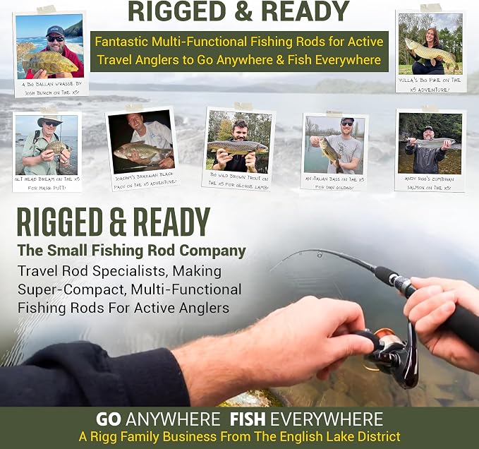 Rigged & Ready X Series™ Travel Fishing Rods. 6 Super Compact Combos and Rods, Multi-Functional, Spinning Poles. 5 to 25 Techniques from one Rod. Spin, Bass, Carp, Fly. Fresh & Saltwater Angling.