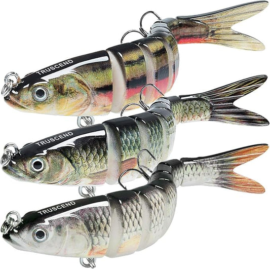 TRUSCEND Swimmax Easy Catch Fishing Lures with BKK Hooks, Wiggling, Vibrating, Rattling and Gurgling for More Bite, Heavy-Duty Dyneema Fiber Jointed Swimbaits for Bass, Trout, Walleye, Crappie, Pike