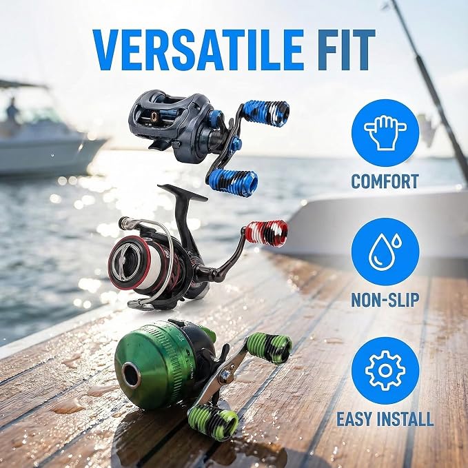 9Pack Rubber Fishing Reel Handle Grip Sleeve Non-Slip Baitcaster Knob Covers for Casting or Spinning Reel Customizable Handle Cover Tape Baitcasting Baitcaster Handle Grip