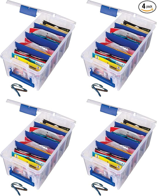 Flambeau Outdoors 4510 Clear Fishing Organizer - Super Half Satchel Soft Fishing Lure Storagees,Bait Organizer,Tuff Tainer with Zerust Anti-Rust Dividers,(Pack of 4)