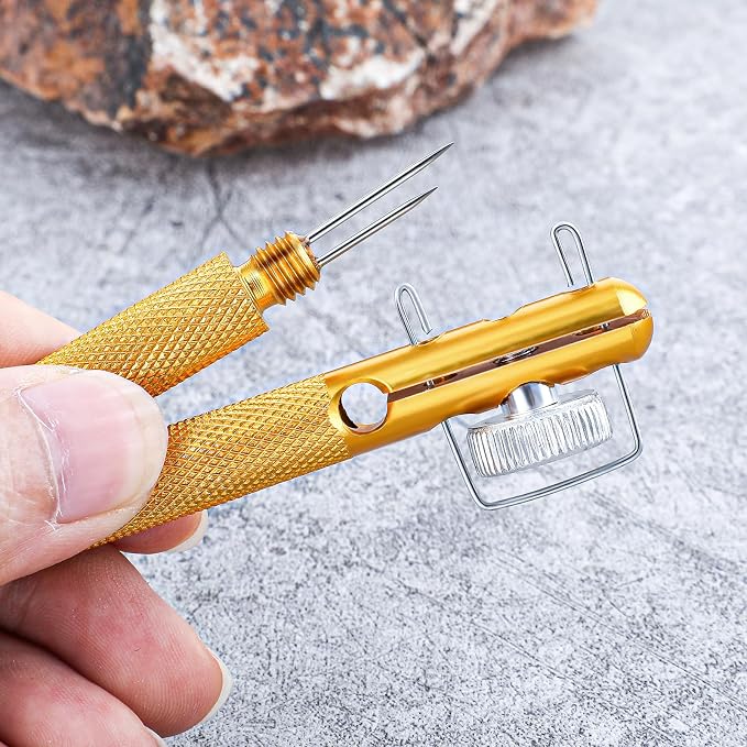 2Pcs Fishing Line Knot Tying Tool Metal Fishing Hook Tie Device Manual Portable Fishing Tie Hook Practical Knot Angler Accessories for Hooks Lures Lines Easy Tying and Protection