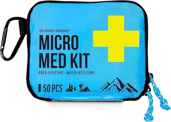 EVERLIT Ultralight Mini First Aid Kit, EDC Medical Kit, Water-Resistant EDC Mini Kit for Hiking, Backpacking, Camping, Cycling (Blue)