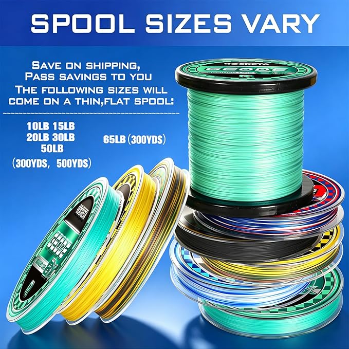 Geode Braided Fishing Line, 10-200 lb, 8 Strands, 300yds/500yds/1000yds, Colored Braid Superline