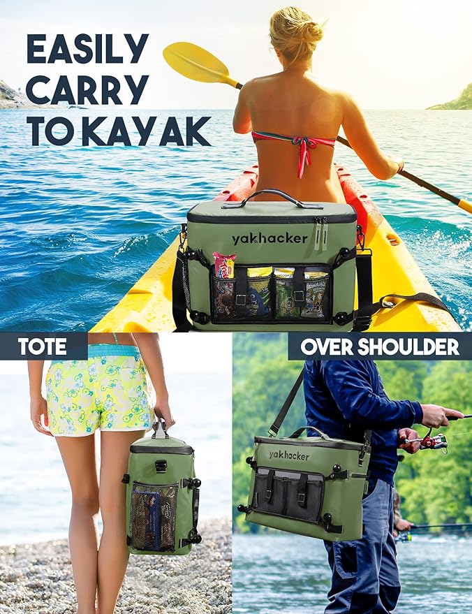 Yakhacker Kayak Cooler, Waterproof Seat Back Cooler for Kayaks with Lawn-Chair Style Seats, Kayak Accessories Cooler Bag, Portable Ice Chest Cooler for Kayaking, Travel, Lunch, Beaches &Trips