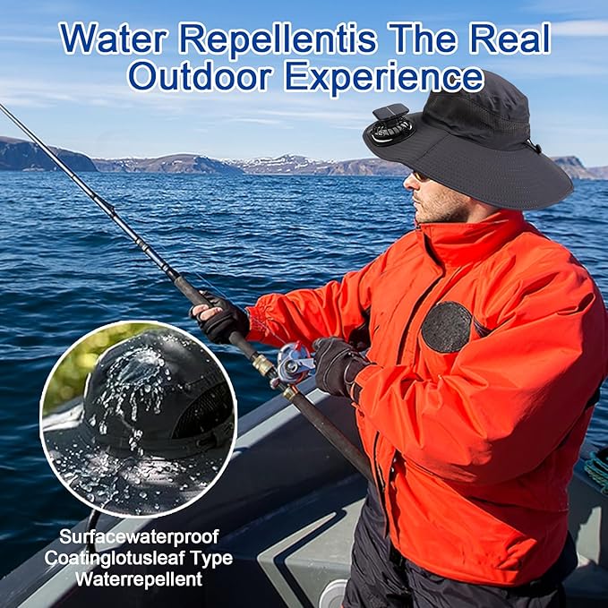 ZRW Hat with Fan,Solar Fan Hat,Fan Hats for Men with 2 Solar Fan,Outdoor Fishing,Waterproof Outdoor Hiking Camping Fishing