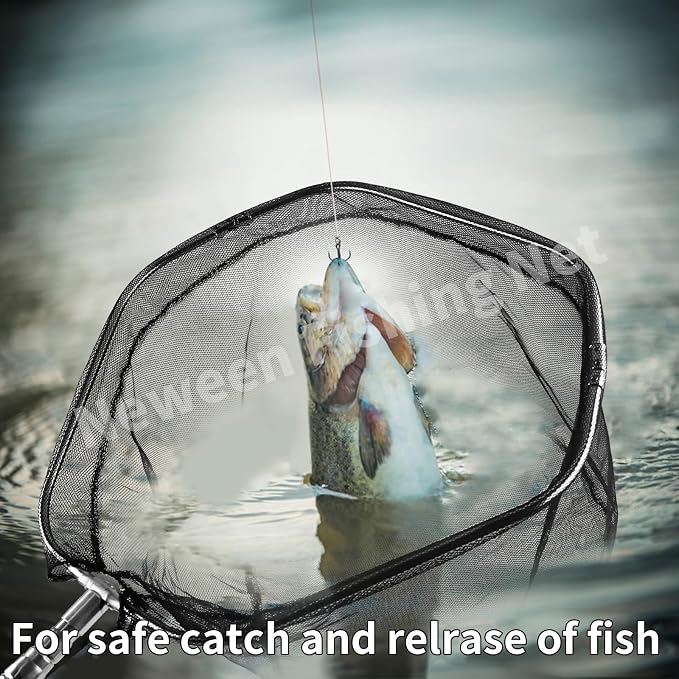 Neween Fishing Net, Foldable Collapsible Telescopic Fish Landing Net, Durable Nylon Material Mesh Landing Net for Easy Catching or Releasing for Trout