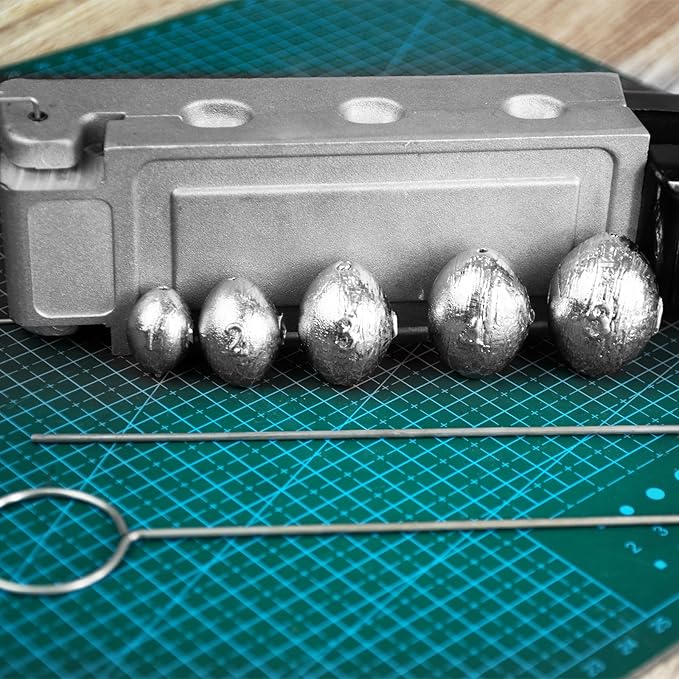 Egg Sinker Mold Fishing Weight Molds with 5 Mold Cavities,1oz, 2oz, 3oz, 4oz, 5oz, Lead Sinker Molds with 2 Pull Pin