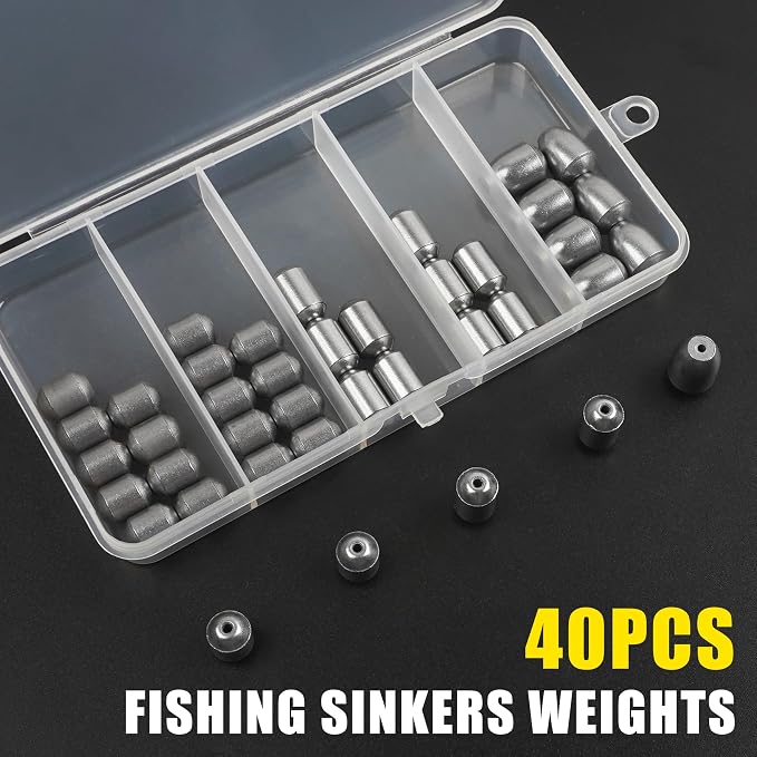 Egg Sinkers Fishing Weights Kit, 23/40pcs Fishing Weights Sinkers Slip Sinkers Catfish Weights Bass Casting Sinker Weights Lead Free Fishing Weights for Freshwater Saltwater Fishing