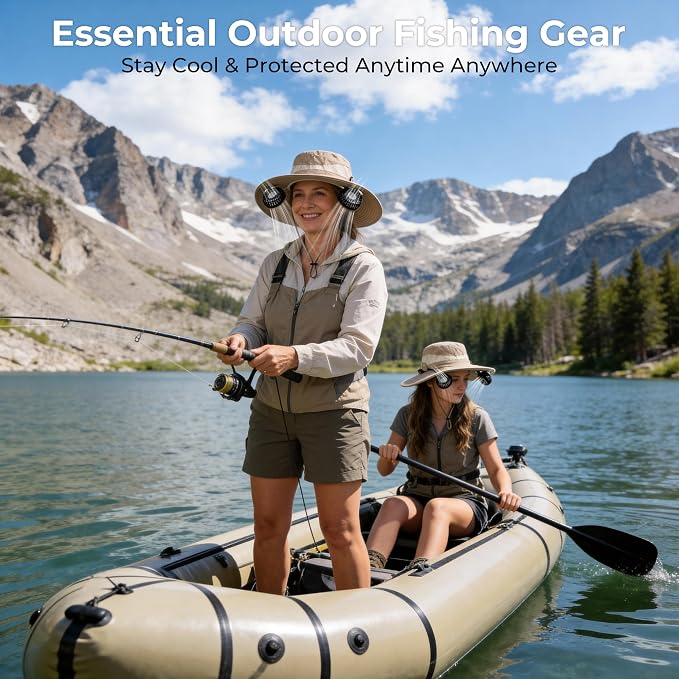 AMACOOL Bucket Hat Fan Pro, Gifts for Father Dad Husband, Fishing Essentials for Women Men, Camping Hiking Beach Gardening