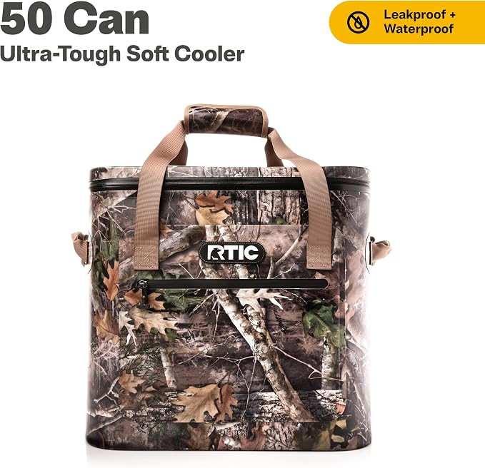 RTIC Ultra-Tough Soft Cooler 50 Can, Insulated Bag Portable Ice Chest Box for Lunch, Beach, Drink, Beverage, Travel, Camping, Picnic, Car, Trips, Floating Cooler Leak-Proof with Zipper