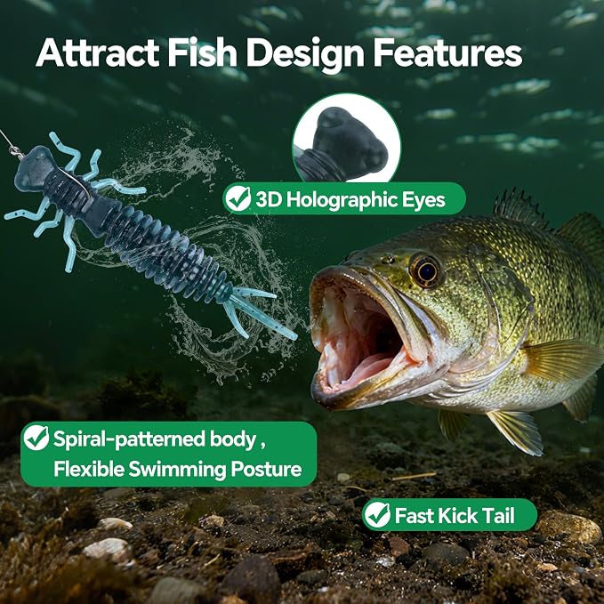 Clearance Bionics-Designed Durable Soft Plastic Fishing Lures Kit with Bonus Accessories, 3/4/5/6 Inch, 9-Type Lifelike Swimbaits in One Gear Set Included Tackle Box for Bass