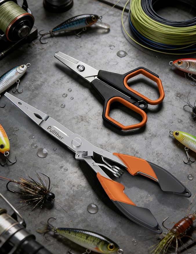 Fishing Tools Kit, Fishing Pliers,Fishing Scissors, Fishing Line Cutter for Braided Fishing Line,Fishing Gear with Lanyard