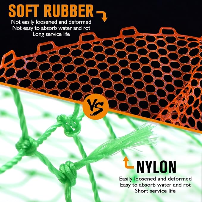 Dovesun Rubber Fishing Net Replacement Netting Without Handle Clear Black Fishing Nets for Fish Fly Fish Landing Net Bag for Freshwater Saltwater Foldable Trout Net Rubber Mesh 5 Sizes White Black Red