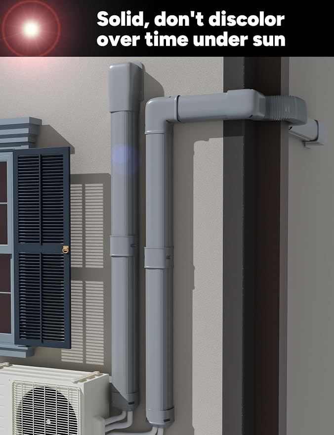 4'' 23Ft Mini Split Line Set Cover Kit for Minisplit Ductless Linset Air Conditioners and Heat Pumps, Central AC Decorative Upgraded UV-Proof Strong & Durability PVC Pipe, Gray