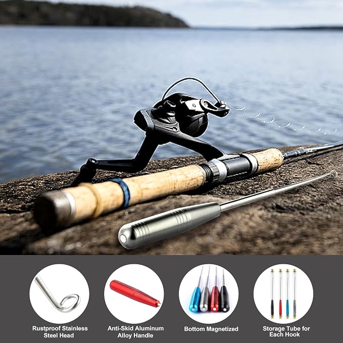 4PCS Fishing Hook Remover, Stainless Steel Fish Hook Remover Tool for Finishing, Storage Tube Included