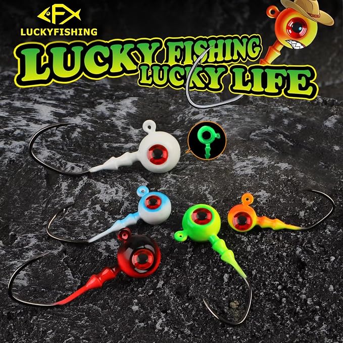 LUCKYFISHING Jig Heads Crappie Jigs Walleye Jigs Heads for Fishing Gifts for Men 1/16oz 1/8oz 1/5oz 1/4oz 3/8oz
