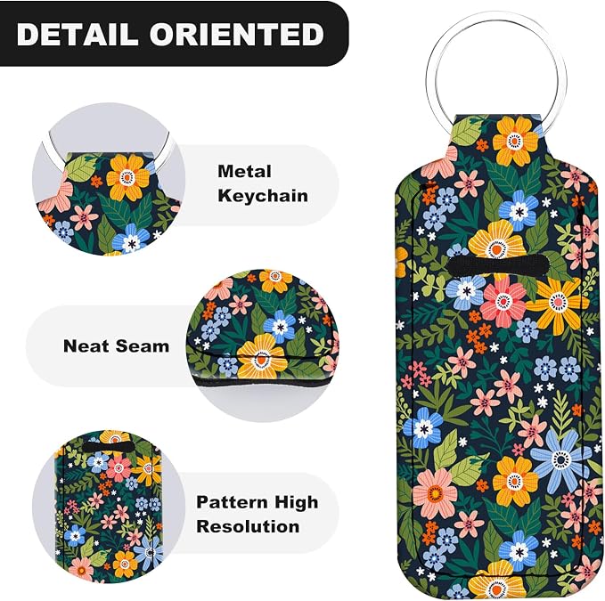 Cute Chapstick Holder Keychain,Lipstick Neoprene Clip-on Lip Balm Holder for Woman