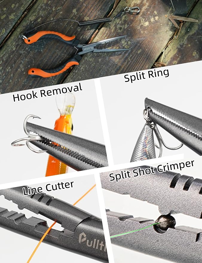 Needle Nose Pliers Fishing,Fishing Pliers,9 in Fishing Pliers Hook Remover,Carbon Steel split ring pliers,Saltwater Fishing Gear